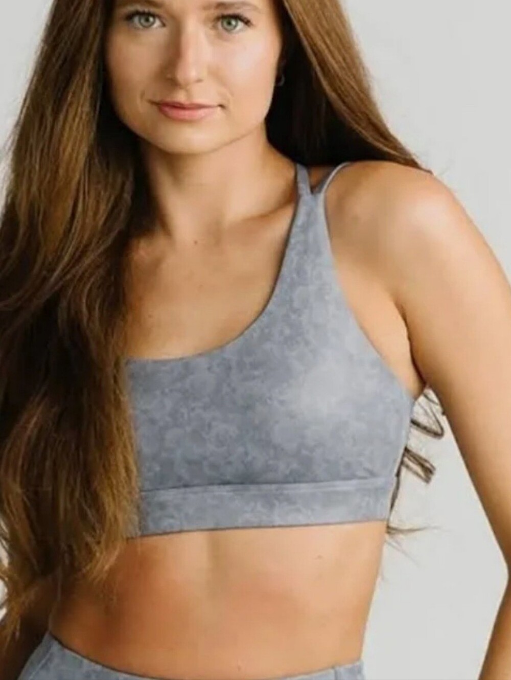 Zyia Slate Floral Light N Tight Strappy Sports Bra EUC LARGE